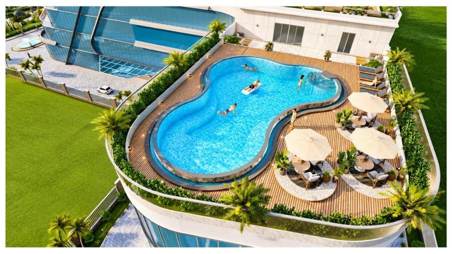 Proposed pool and landscape architectural illustration